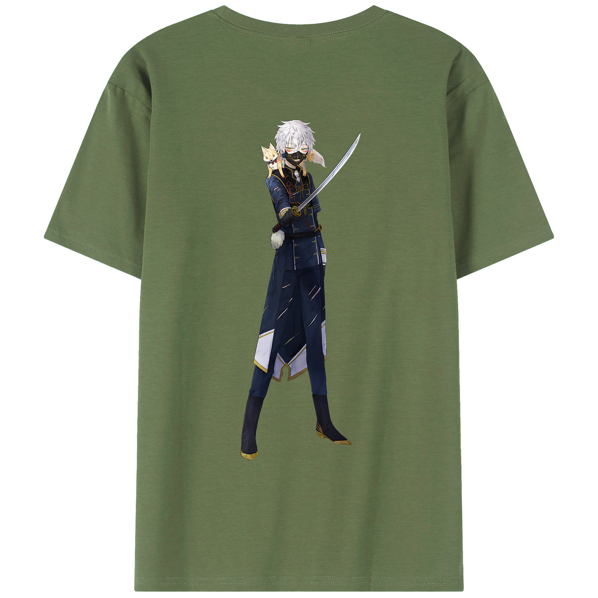（画像用） 刀剣乱舞 Touken Ranbu 綿100％ メンズ半袖Tシャツ（バックプリント） 通気性